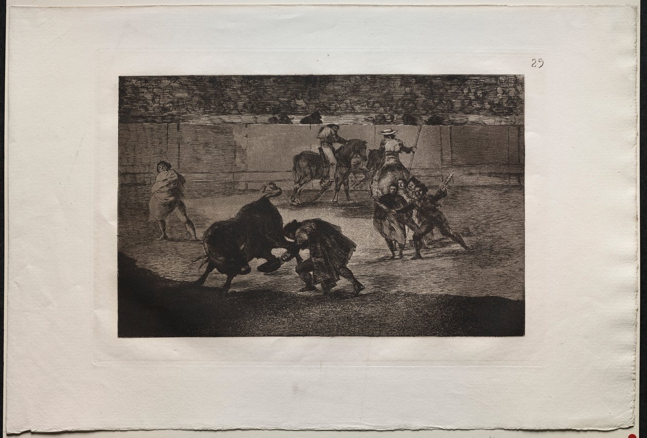 Touradas: Pepe Illo fazendo o passe do Recorte, 1876. de Francisco de Goya