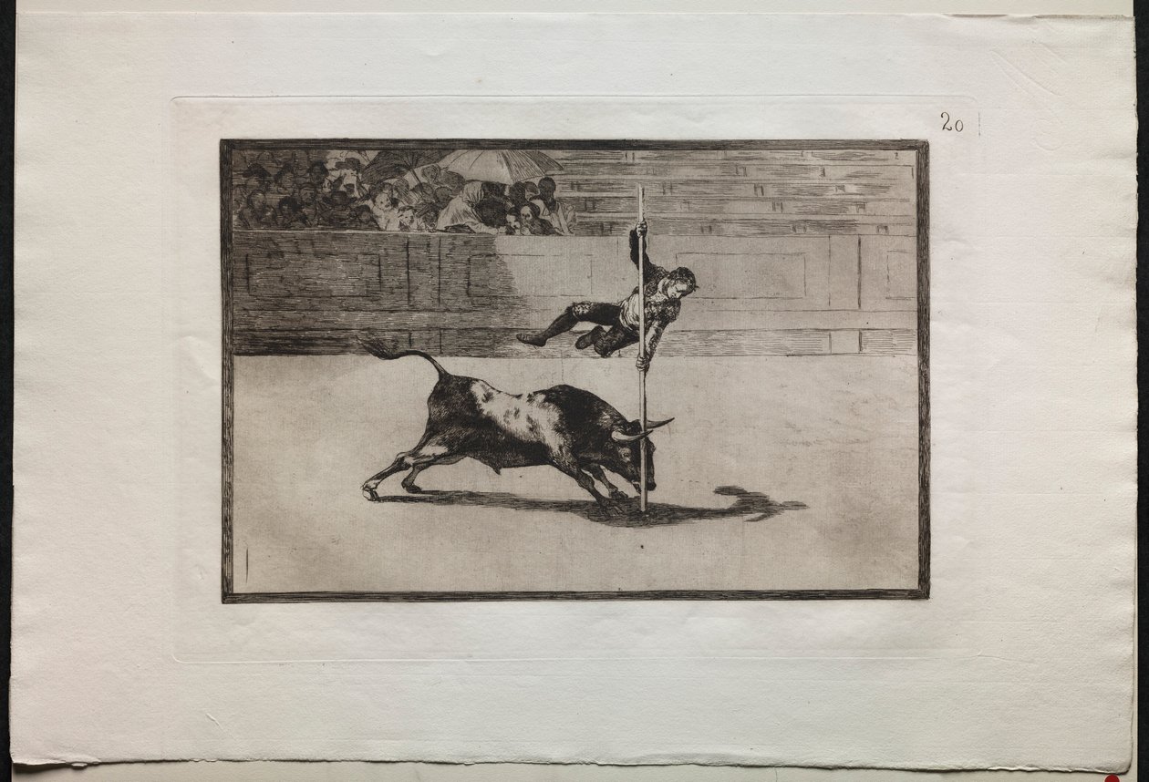 Touradas: a agilidade e a audácia de Juanito Apinani no ringue de Madri, 1876. de Francisco de Goya