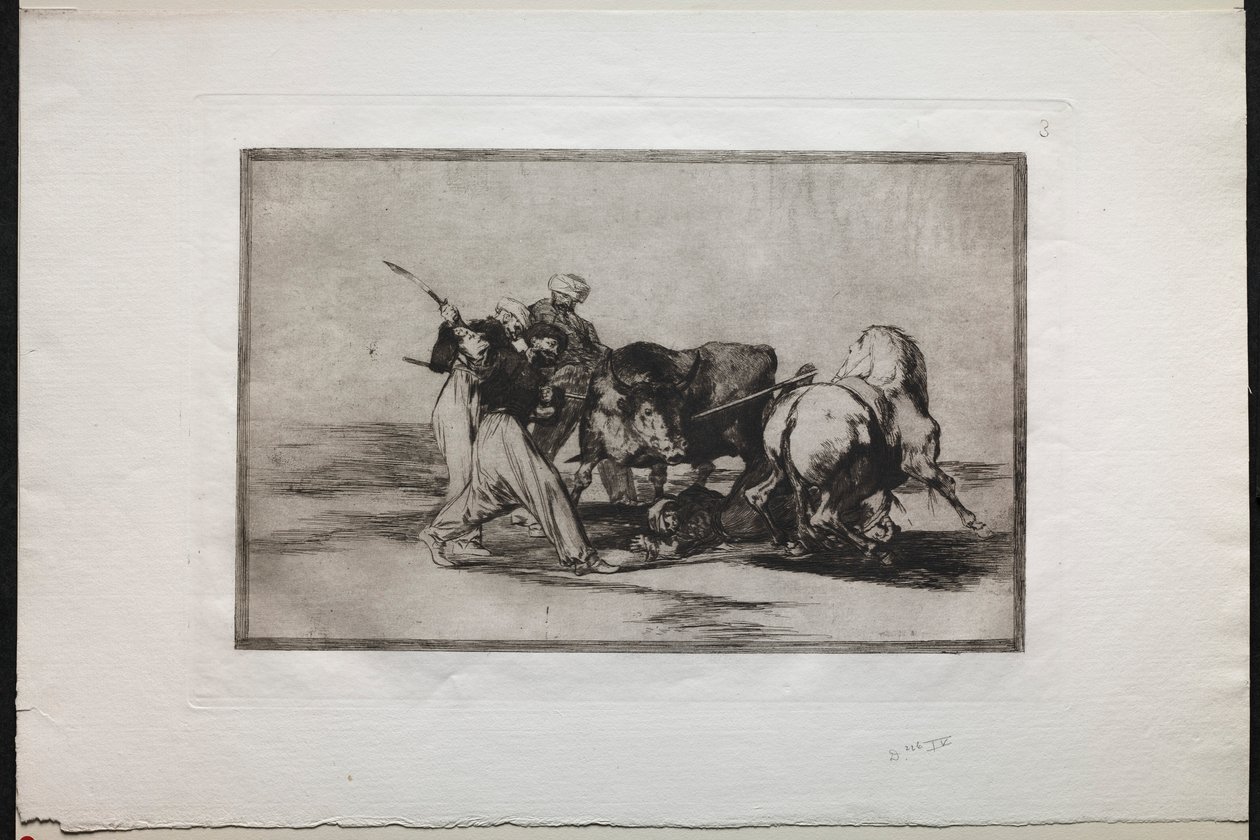 Touradas: os mouros se estabeleceram na Espanha, abandonando as superstições do Corão, 1876. de Francisco de Goya