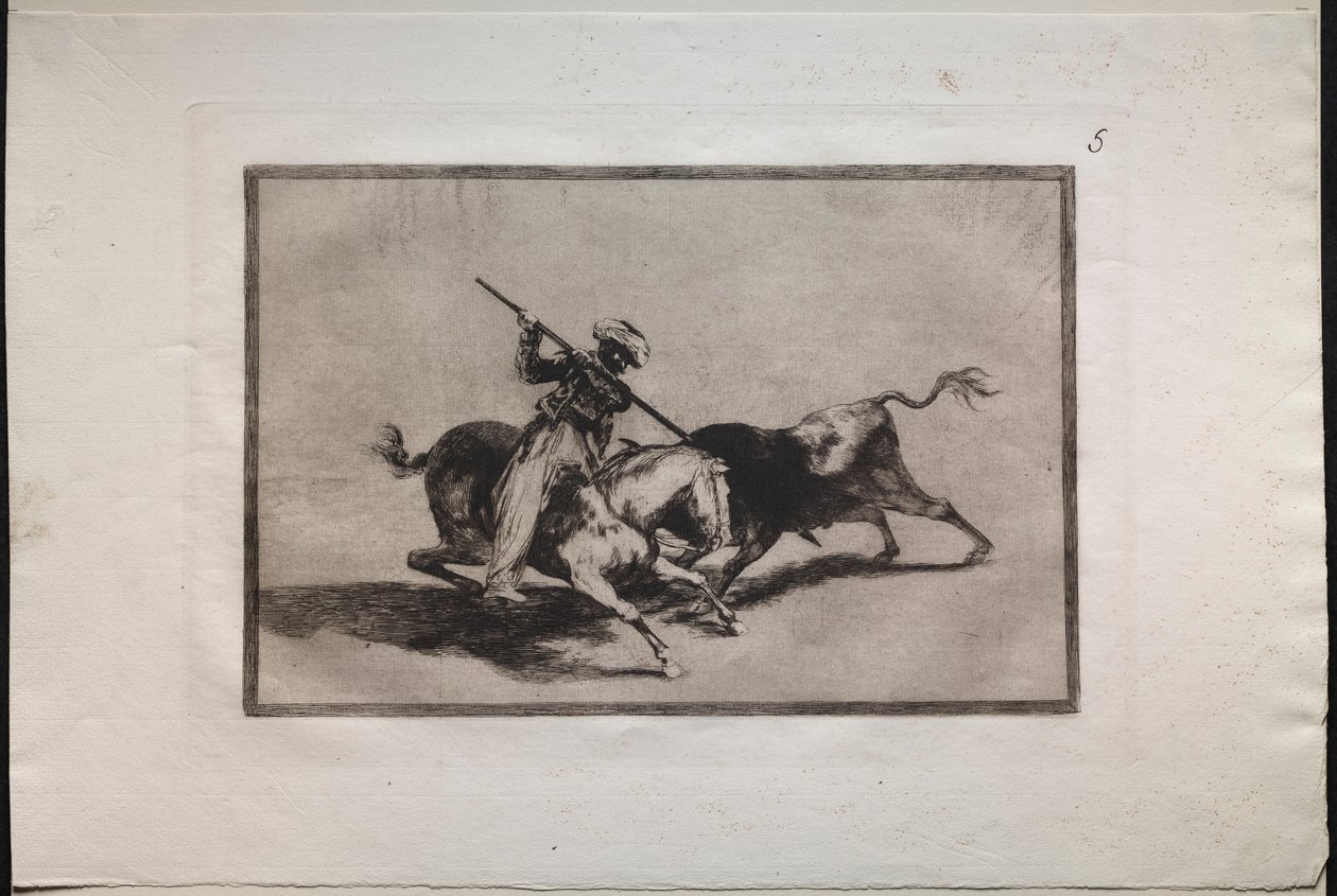 Touradas: The Spirited Moor Gazul é o primeiro a lutar de acordo com as regras, 1876. de Francisco de Goya