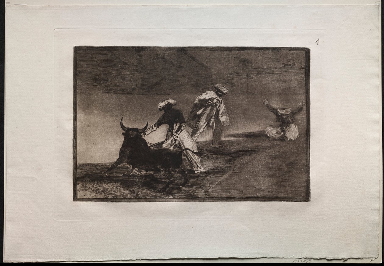 Touradas: Eles tocam outro com o Cabo em um recinto, 1876. de Francisco de Goya