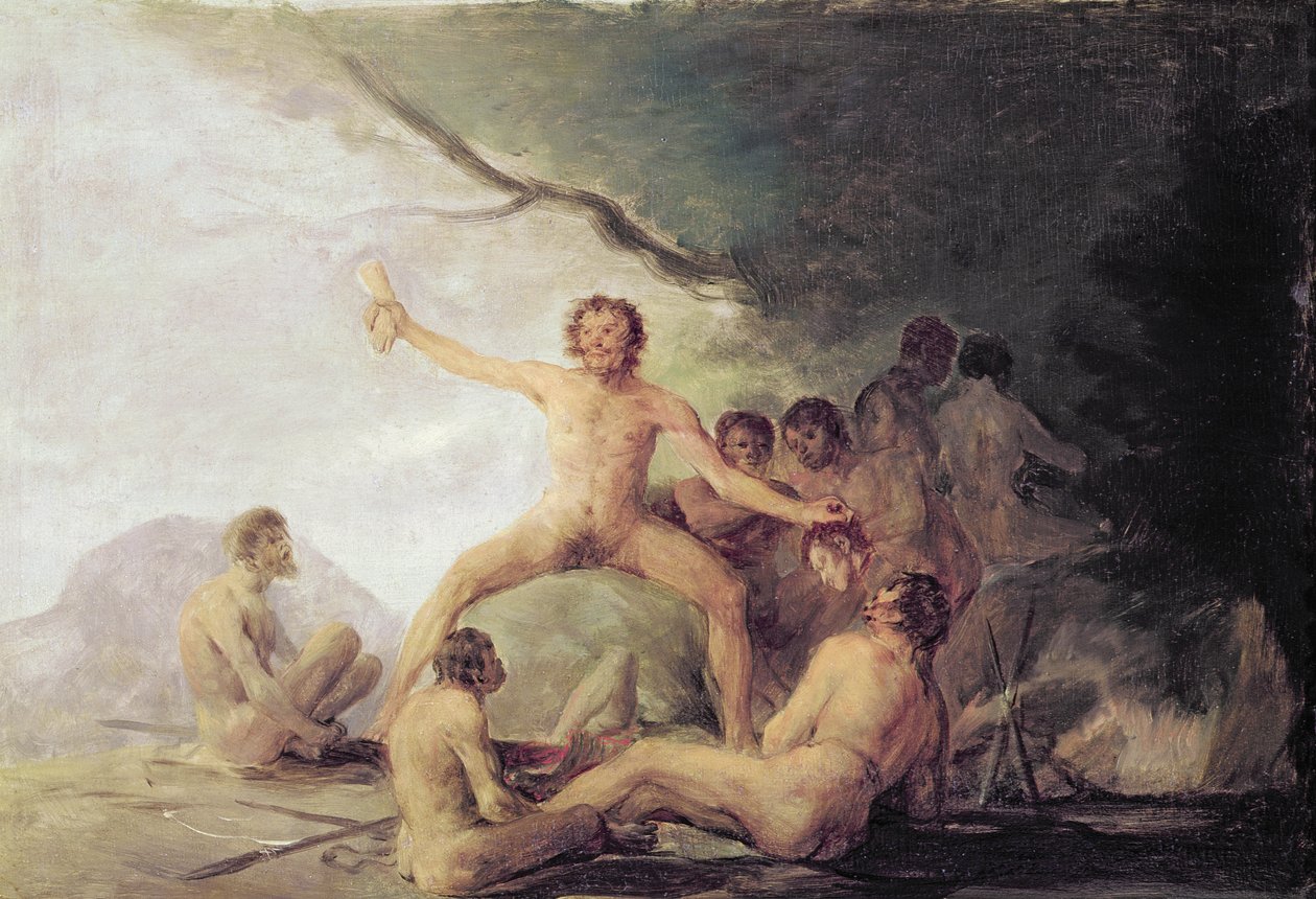 Canibais saboreando restos humanos, c.1800-08 (par de 83503) de Francisco de Goya