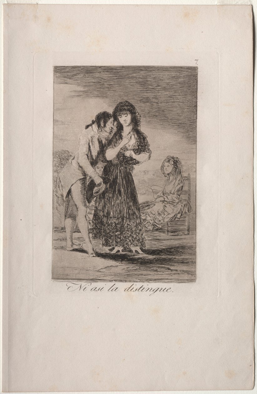Caprichos: Mesmo assim, ele não pode fazê-la sair. de Francisco de Goya