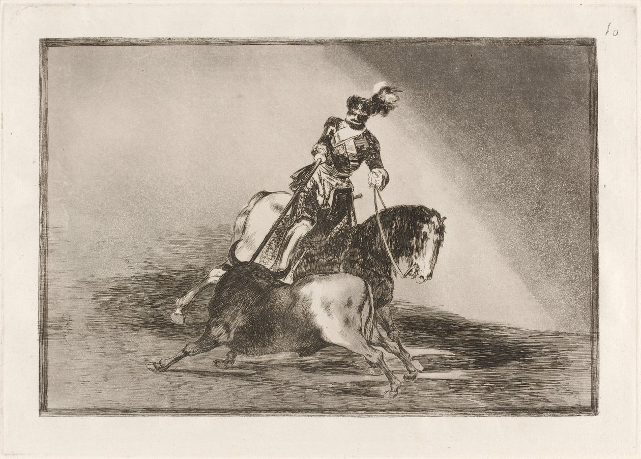 Charles V. lançando um touro na praça de Valladolid (Charles V lançando um touro no ringue em Valladolid) de Francisco de Goya