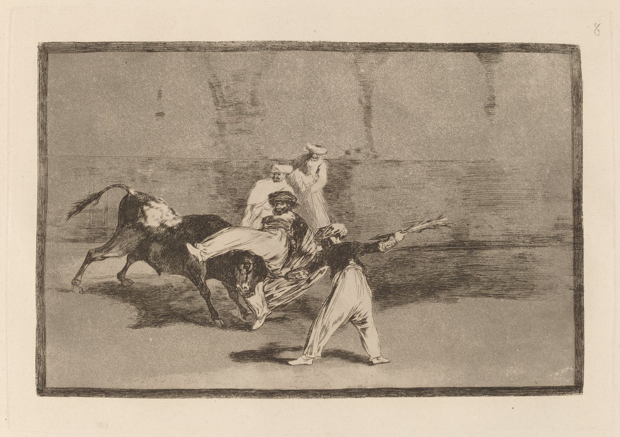 Cogida de un moro permanecer en la plaza (A Moor Caught by the Bull in the Ring) de Francisco de Goya