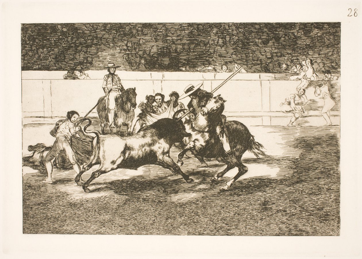 O poderoso Rendon lança um touro, a estocada que causou sua morte na arena em Madrid de Francisco de Goya
