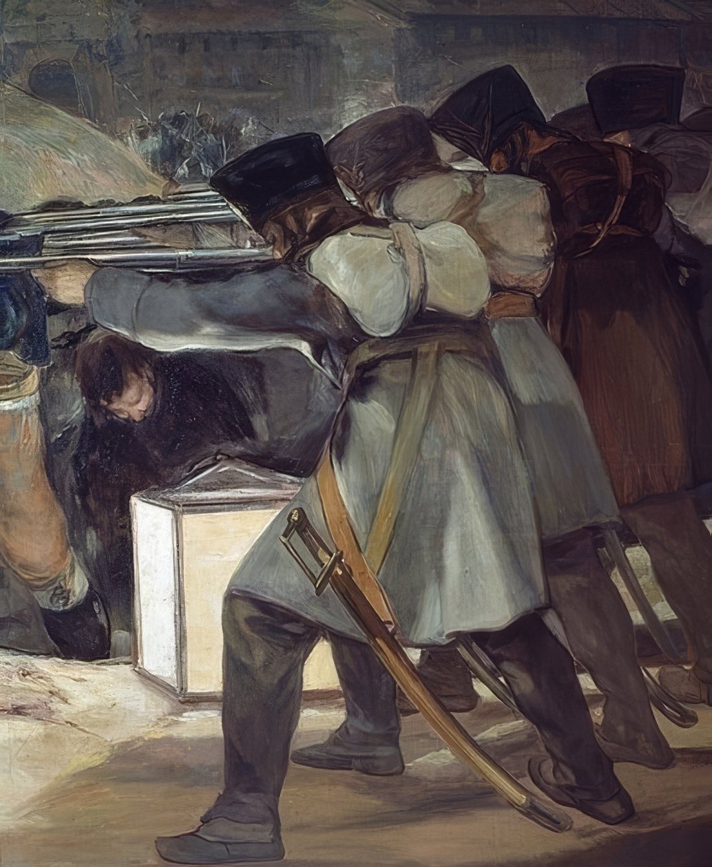 3 de maio de 1808 (disparos de combatentes insurgentes). 1814. Detalhe de Francisco de Goya