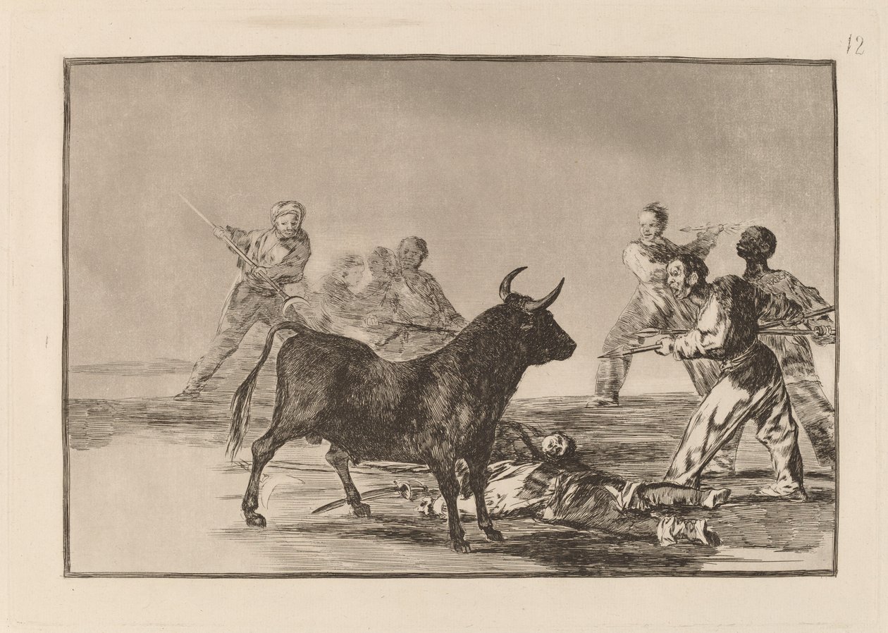 A ralé o touro com lanças, foices, banderillas e outros braços de Francisco de Goya