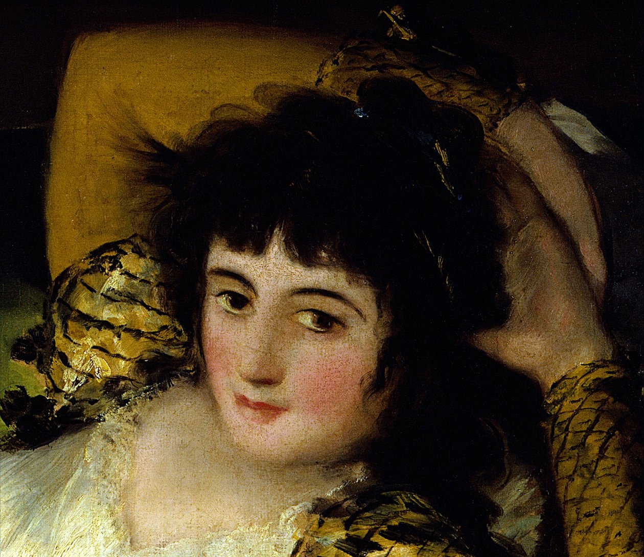 Detalhe de "La maja vestida vestida" Pintura de Francisco de Goya (1746-1828) Sol do século XIX. 0,95x1,88 m Madrid. Musee Du Prado. de Francisco de Goya