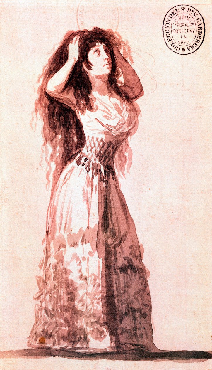 A Duquesa Alba a pôr o cabelo em ordem. Desenho de Francisco de Goya y Lucientes (1746-1828). 1796. de Francisco de Goya