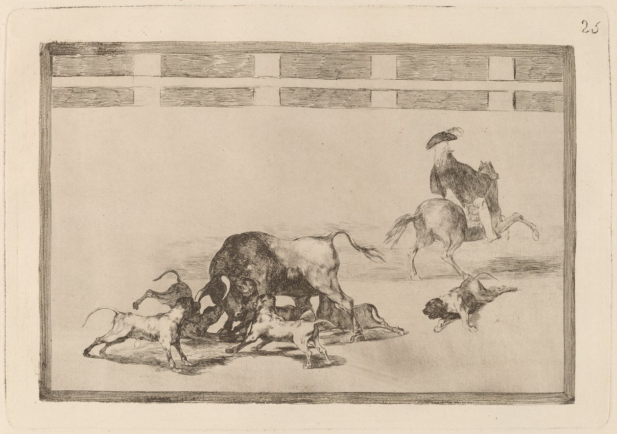 Echan perros al toro (Eles soltam cães no touro) de Francisco de Goya
