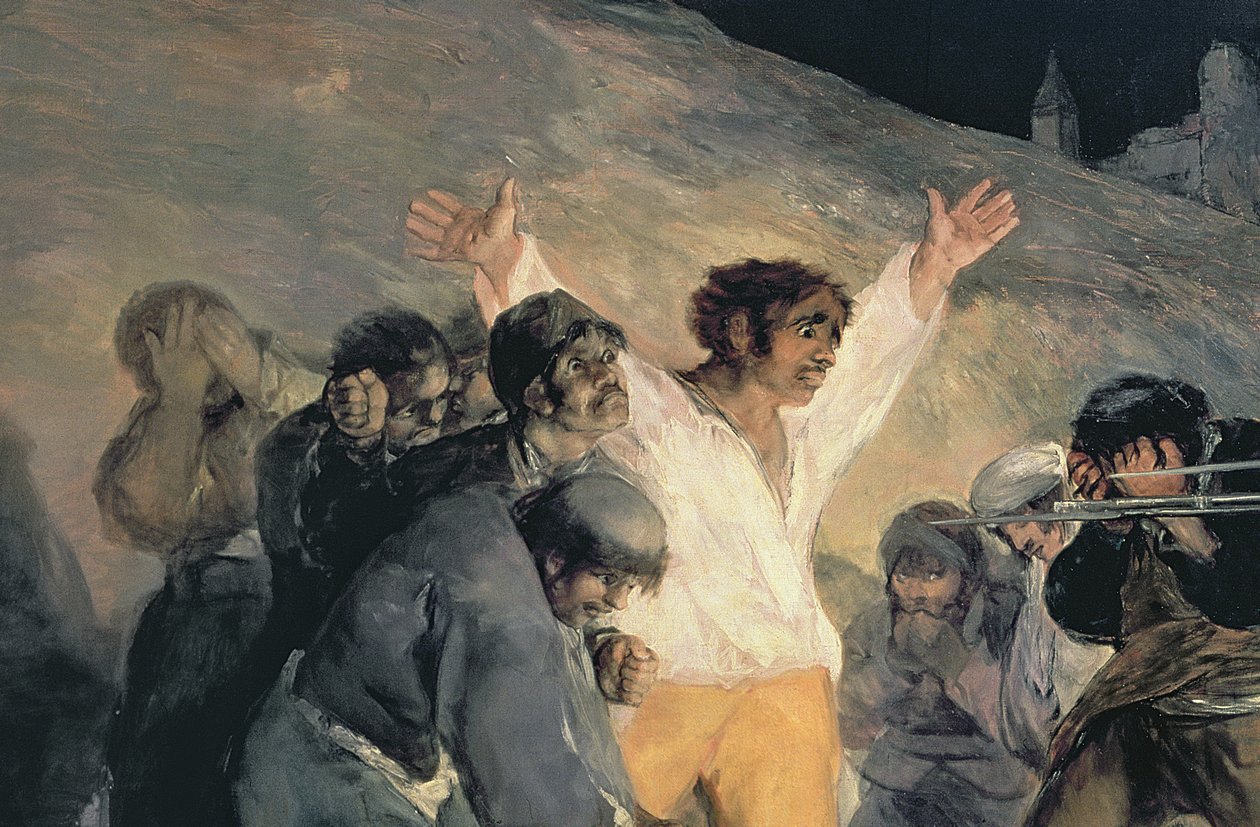 Execução dos Defensores de Madri, 3 de maio de 1808, 1814 óleo sobre tela detalhe de 507 de Francisco de Goya
