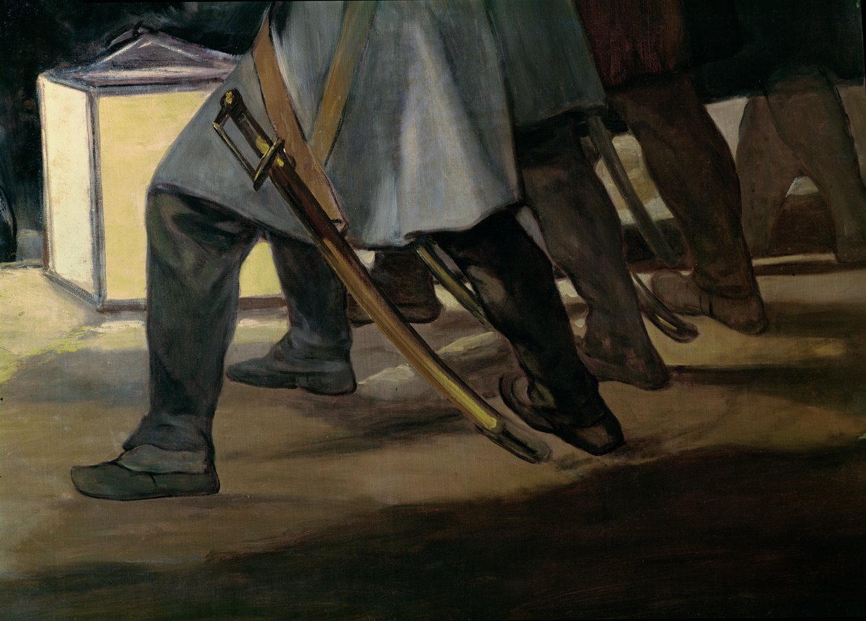 Execução dos defensores de Madrid, 3 de maio de 1808, detalhe de pés de soldados, 1814 óleo sobre tela detalhe de 507 de Francisco de Goya