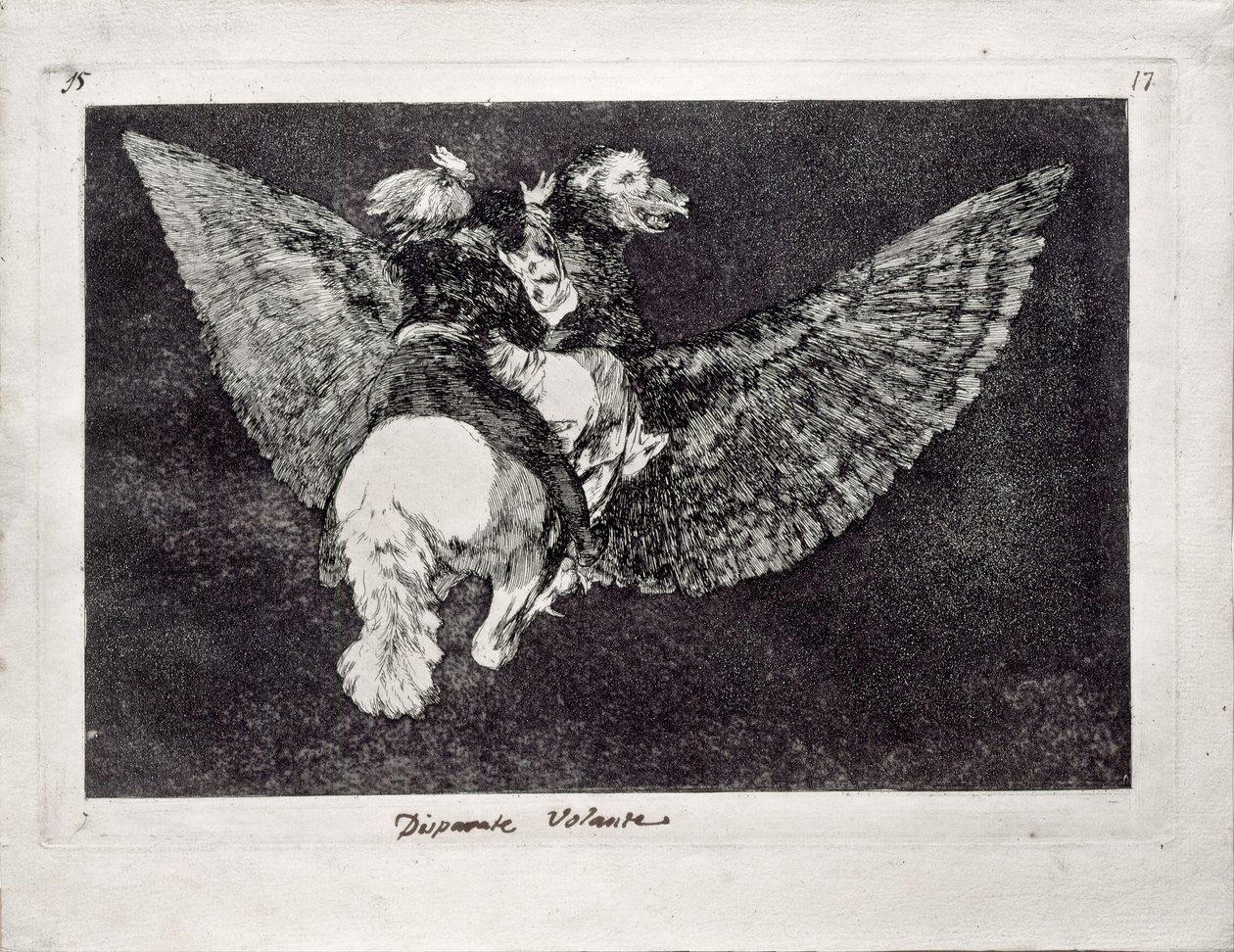 Loucura voadora da série Los Disparates Follies, 1815-1819 de Francisco de Goya