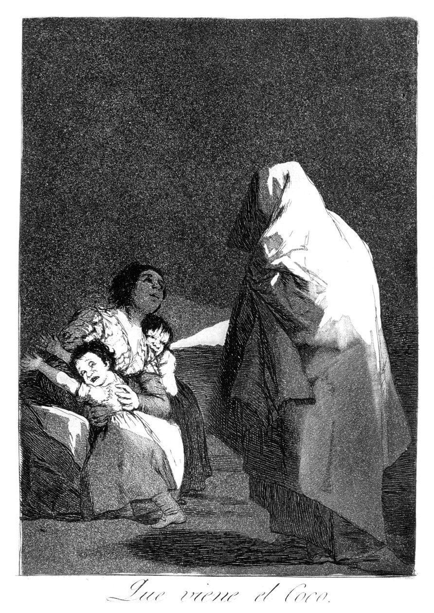 Aí vem o bicho-papão, 1799 de Francisco de Goya