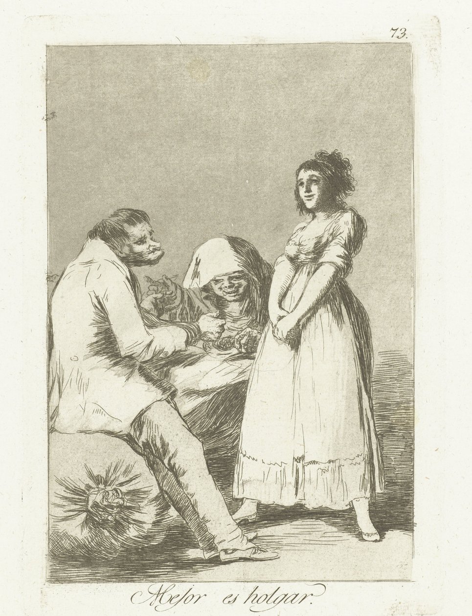 É melhor ser preguiçoso Mejor es holgar (título no objeto) Los Caprichos (título da série) de Francisco de Goya