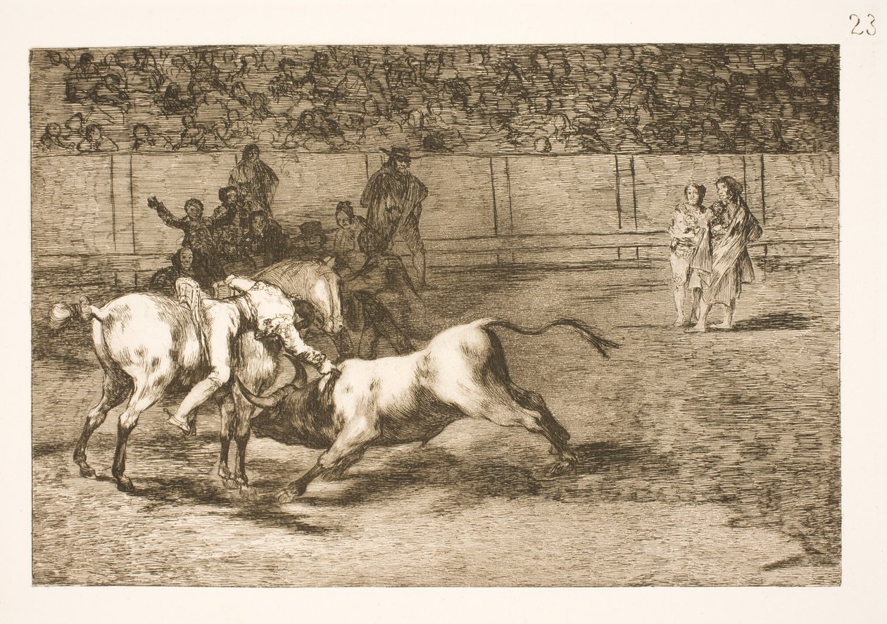 Maria Ceballas, também chamada de índia, mata o touro de seu cavalo de Francisco de Goya