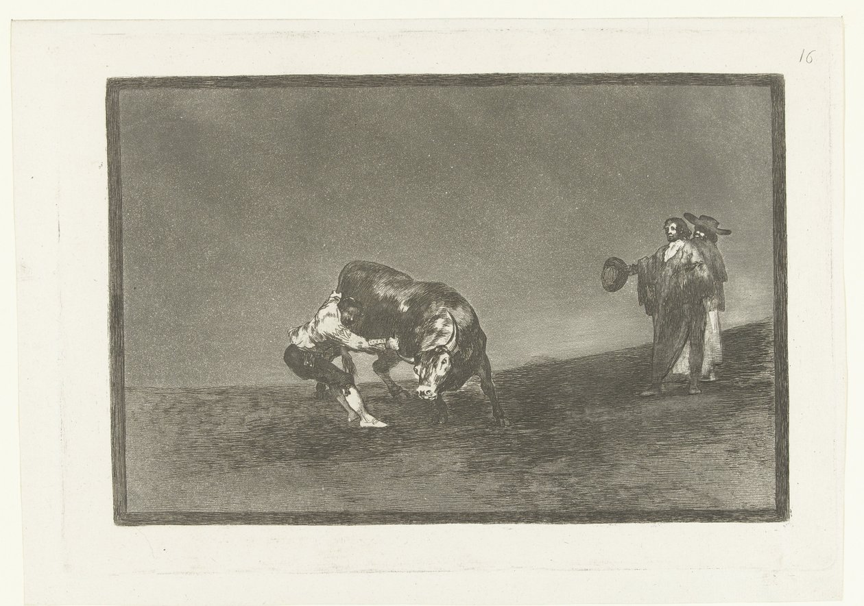 Martincho agarra um touro pela sua corneta
O mismo vuelco en toro en la plaza de Madrid
Tourada (título da série)
La Tauromaquia (título da série) de Francisco de Goya
