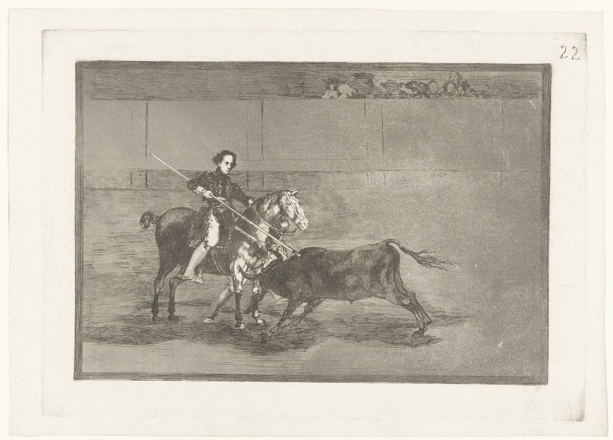 Saco balde em van de areia Zaragosa Valor viril da famosa Pajuelera em Saragoça Tourada (título da série) Stierenvechten (título da série) de Francisco de Goya
