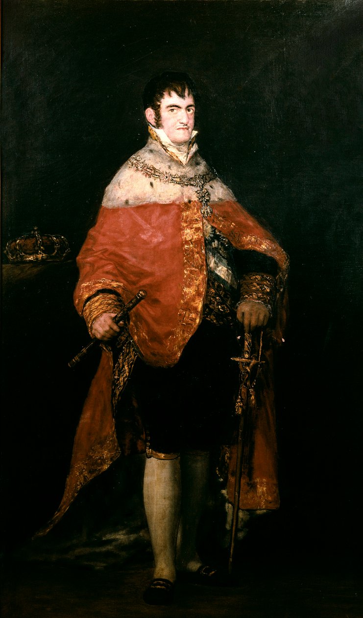 Retrato do Rei de Espanha, Fernando VII (1784-1833) com o seu manto real de Francisco de Goya