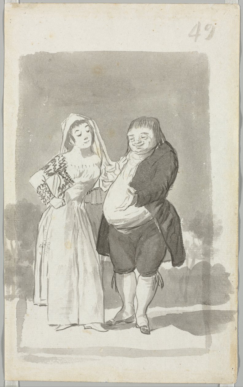 Prostituta Solicitando um Homem Gordo e Feio (reto) de Francisco de Goya