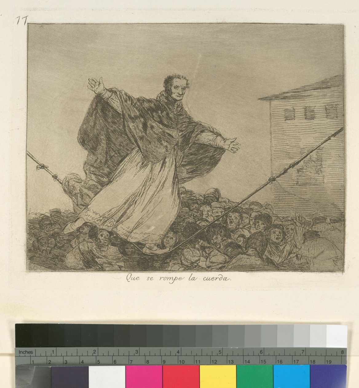 Que se rompe la cuerda (Que se parta o cordão), Placa 77 de Los Desastres de la Guerra (Os Desastres da Guerra), depois de 1814-15, publicada em 1863 (gravura, aquatint ou lavis & drypoint) de Francisco de Goya