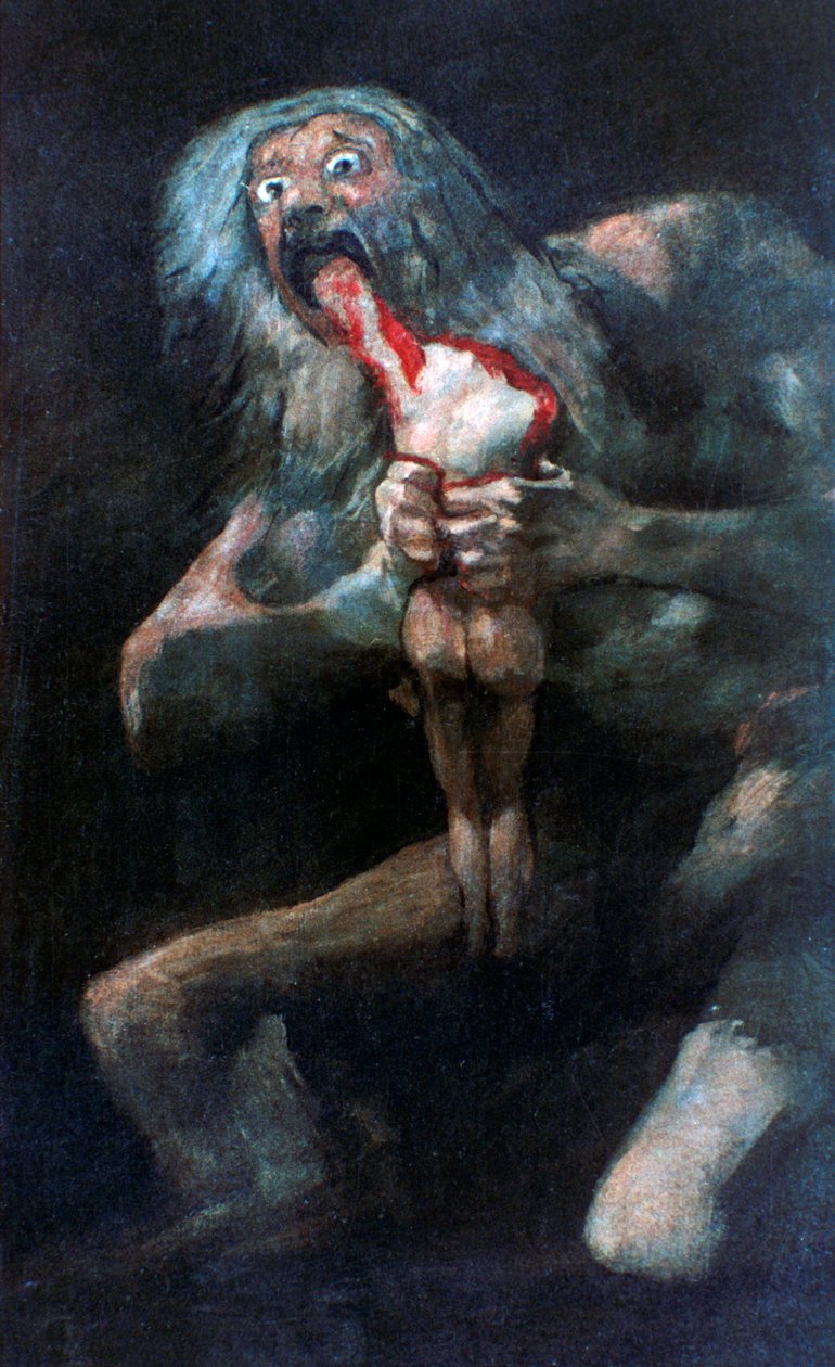 Saturno devorando um de seus filhos, 1821-1823 de Francisco de Goya
