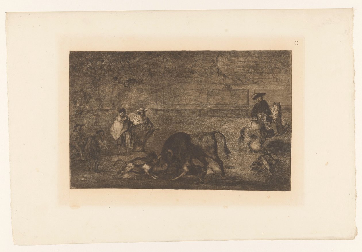 Touro atacado por cães
Les chiens lâchés sur le taureau
Tourada (título da série)
La Taureaumachie (título da série)
La Tauromaquia (título da série) de Francisco de Goya