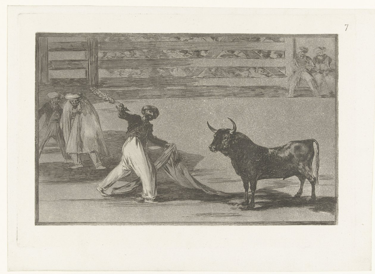 Toureiro de touros com banderilla
Origen de los arpones ó banderillas
Tourada (título da série)
La Tauromaquia (título da série) de Francisco de Goya