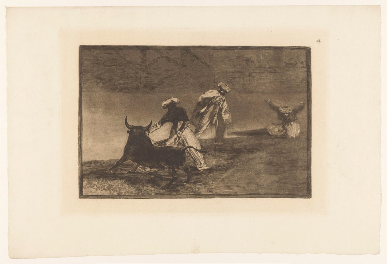 Toureiros em uma arena Capean otro encerrado Touradas (título da série) La Taureaumachie (título da série) La Tauromaquia (título da série) de Francisco de Goya