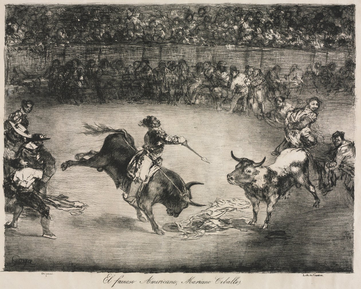 Os touros de Bordeaux: o famoso americano, Mariano Ceballos, 1825. de Francisco de Goya