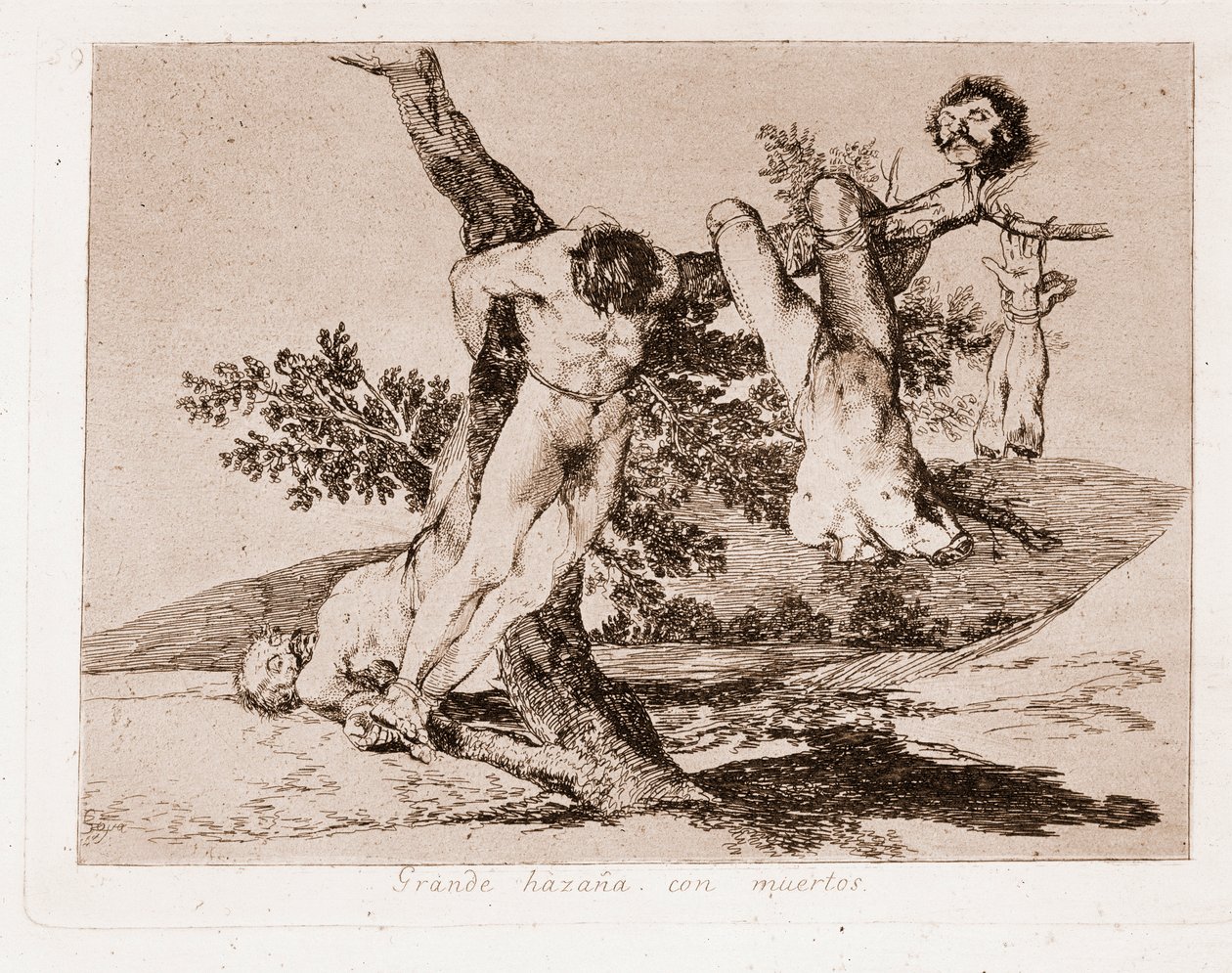 Os Desastres da Guerra : Grande façanha com os mortos ! (Gravura após o desenho de preparação de Francisco de Goya