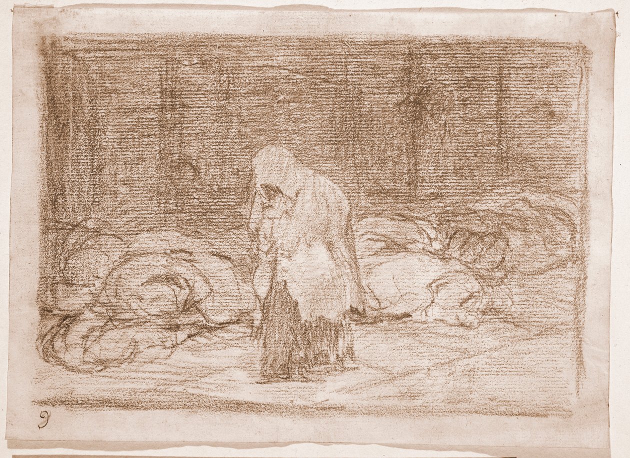 Os Desastres de Guerra : Camas mortuárias (desenho preparatório de Francisco de Goya