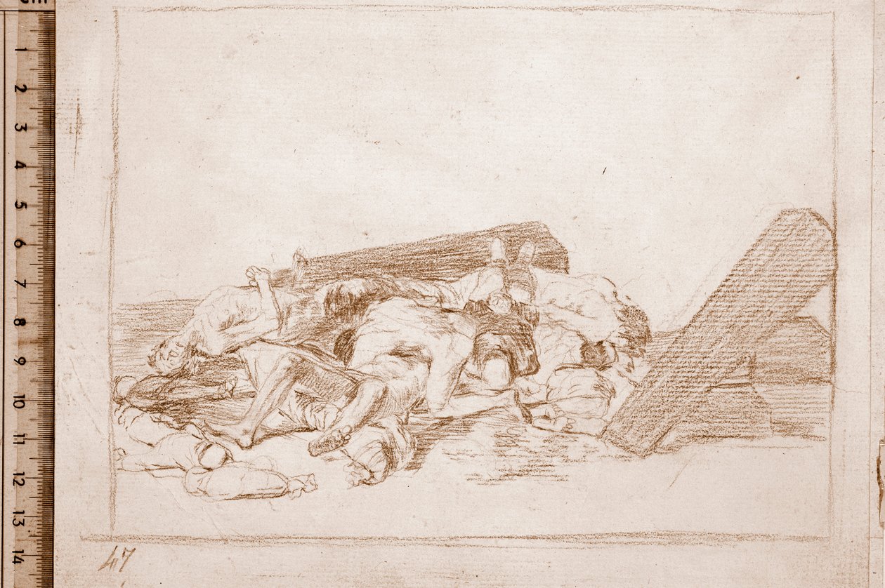 Os Desastres da Guerra : A papeira dos mortos (desenho preparatório de Francisco de Goya