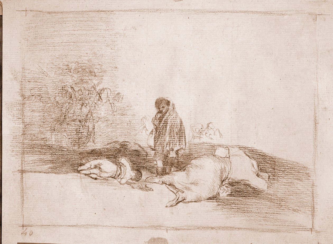 Os Desastres da Guerra : Ninguém o ajuda (desenho preparatório de Francisco de Goya