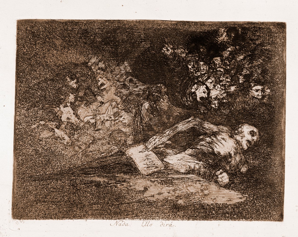 Os Desastres da Guerra : Nada, é o que ele vai dizer (gravura do desenho preparatório de Francisco de Goya