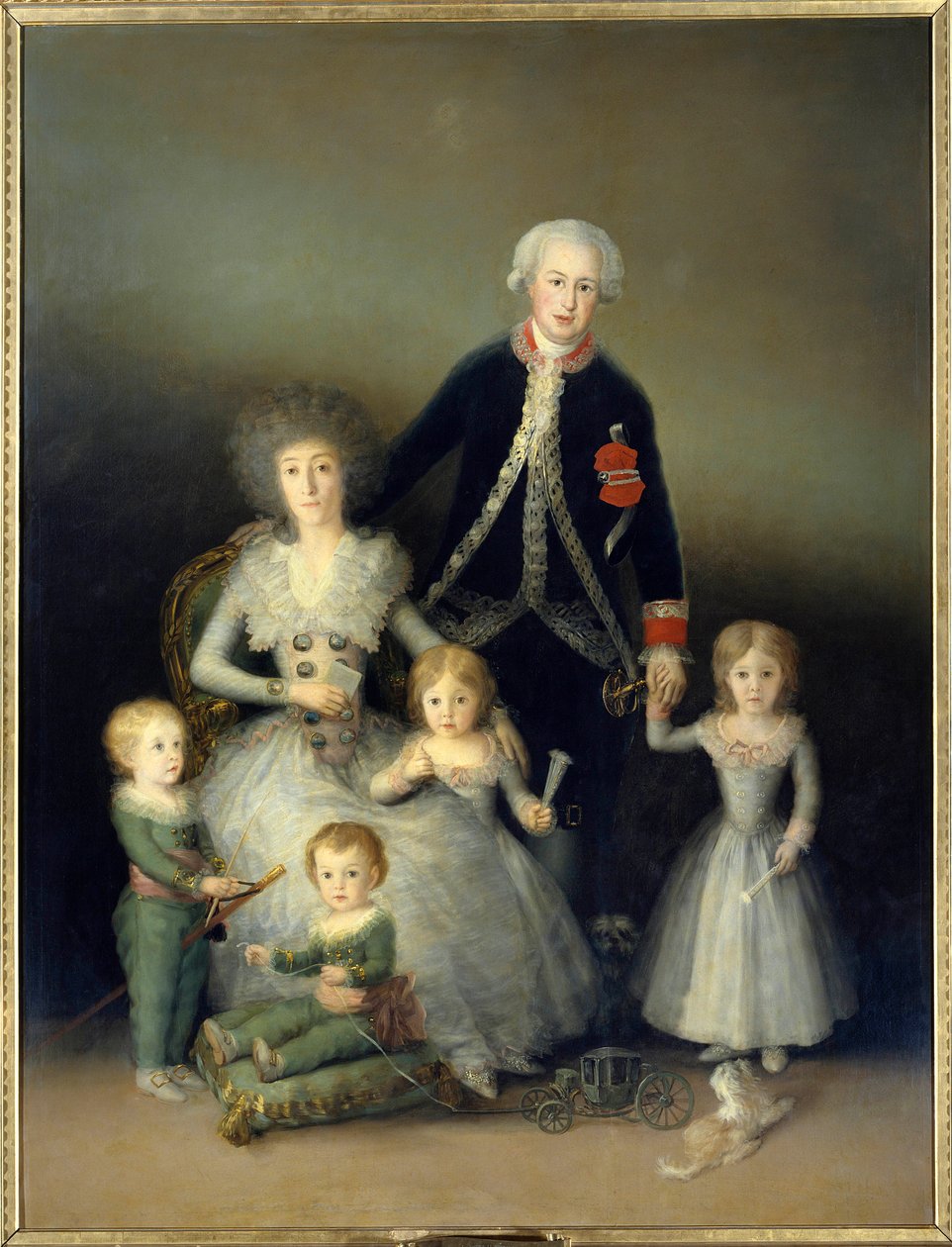O Duque de Osuna, Pedro de Alcântara e sua família. Pintura de Francisco de Goya y Lucientes (1746-1828). 1788. Sol. 2,25x1,74 m Madrid. Musee du Prado. - Retrato do Duque de Osuna, Pedro Telez Giron (1755-1807); da sua esposa, a Condessa do Prado. de Francisco de Goya