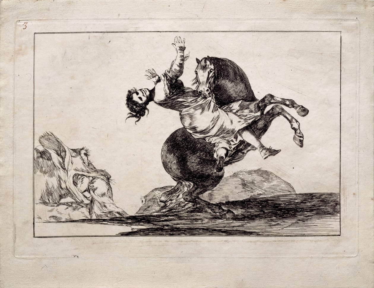 O sequestrador de cavalos da série Los Disparates Follies, 1815-1819 de Francisco de Goya