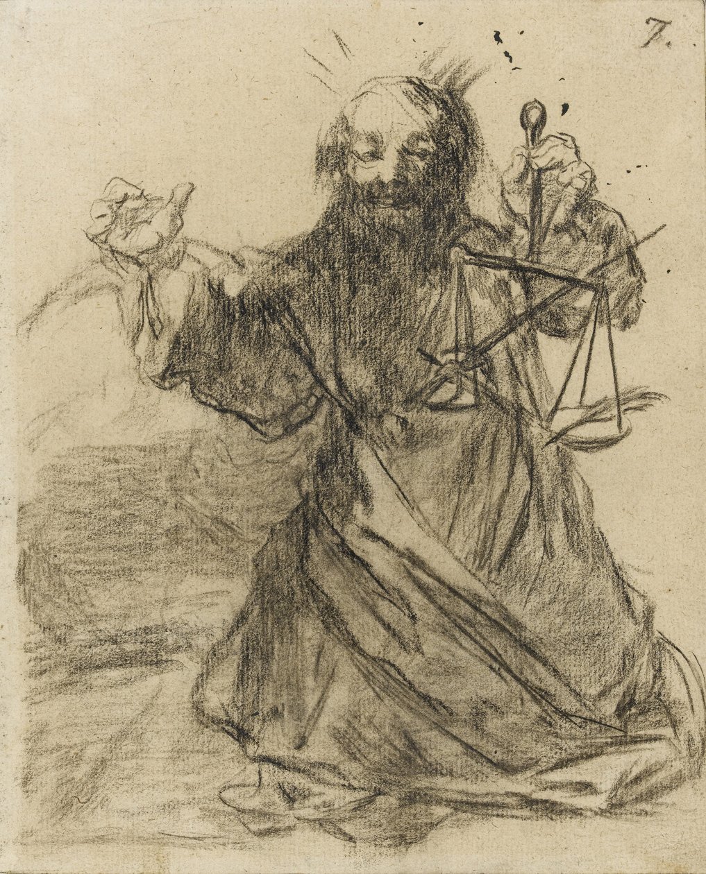 A caneta é mais poderosa que a espada, de 1819 a 1828 (giz preto sobre papel) de Francisco de Goya