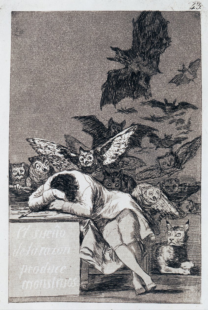 O sono da razão produz monstros. Capricho n.o 43 de Francisco de Goya
