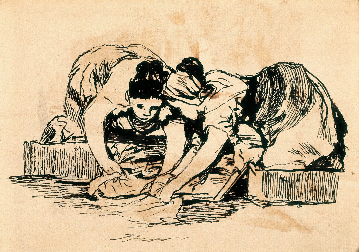 As lavadeiras, finais do século XVIII - início do século XIX (desenho) de Francisco de Goya