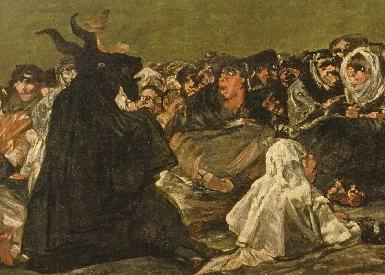 O Sábado das Bruxas ou O Grande Bode (uma das Pinturas Negras), c.1821-23 (detalhe de 38640) de Francisco de Goya
