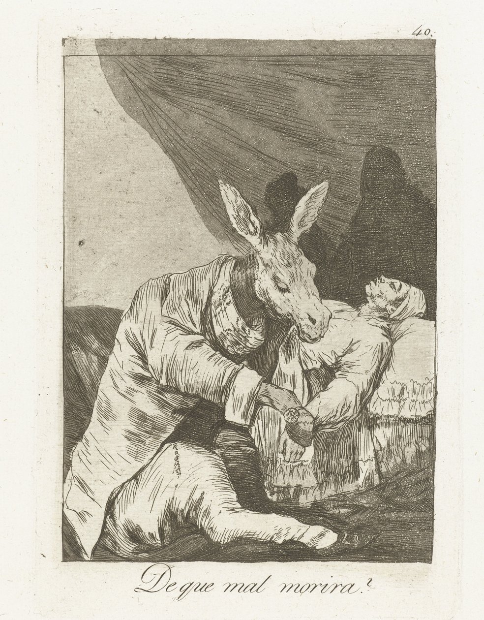 De que morrerá ele?
De que mal morira? (título sobre o objecto)
Los Caprichos (título da série) de Francisco de Goya