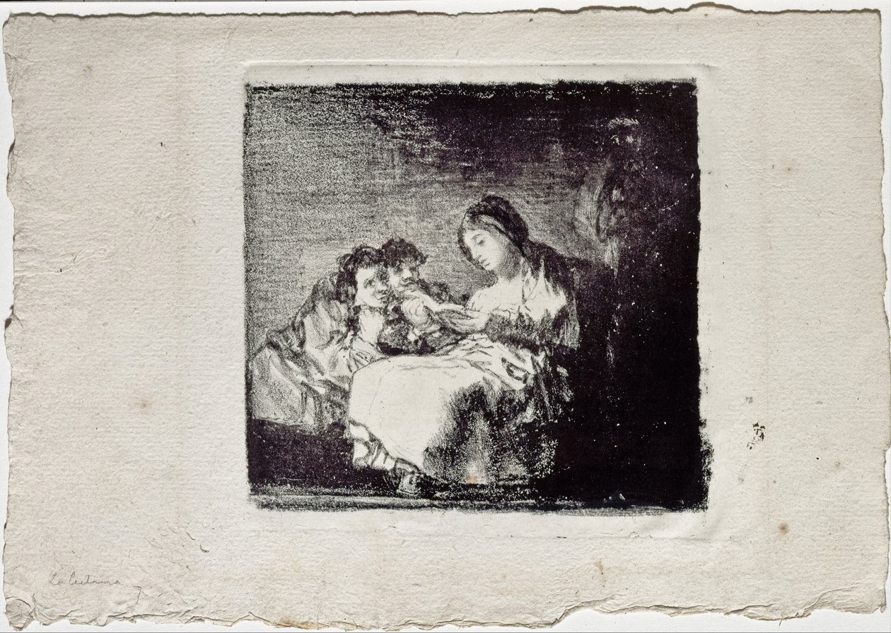 Mulher lendo para dois filhos La lectura, 1819-1825 de Francisco de Goya