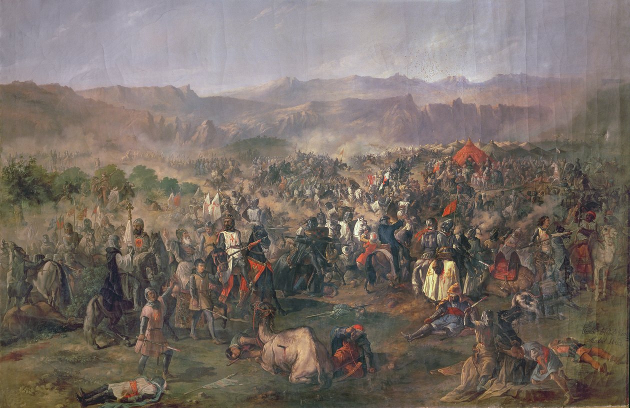 Batalha de Las Navas de Tolosa na qual os reis de Castela derrotaram os almóadas em 1212 (óleo sobre tela) de Francisco de Paula van Halen