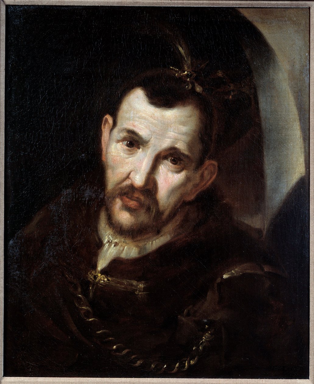 Retrato de prisioneiro cacique do líder da tribo indiana. Pintura de Francisco de Zurbaran (1598-1664) Metz do século XVII, Museu de Belas Artes de Francisco de Zurbaran