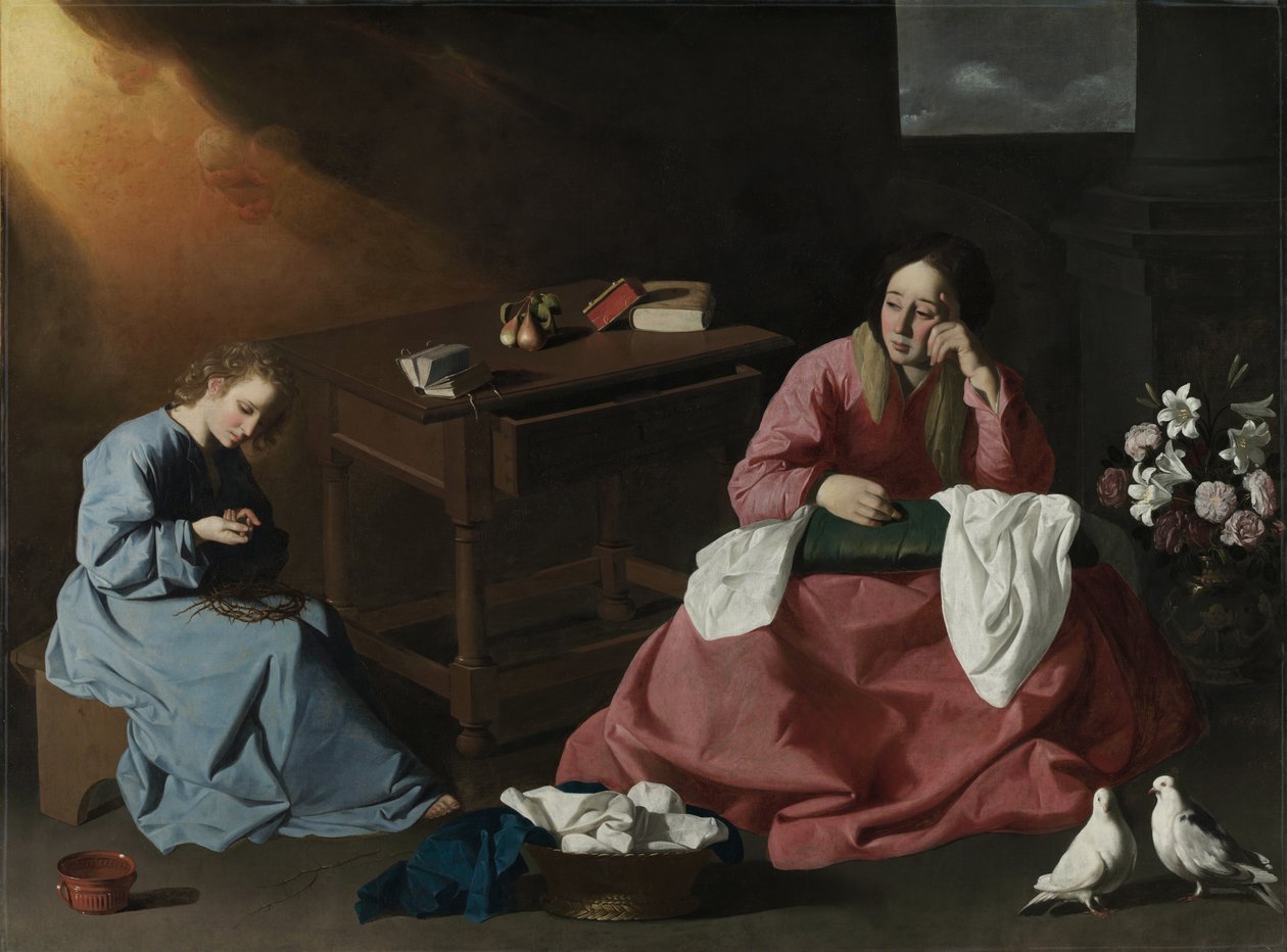 Cristo e a Virgem na casa de Nazaré, c.1640 de Francisco de Zurbaran