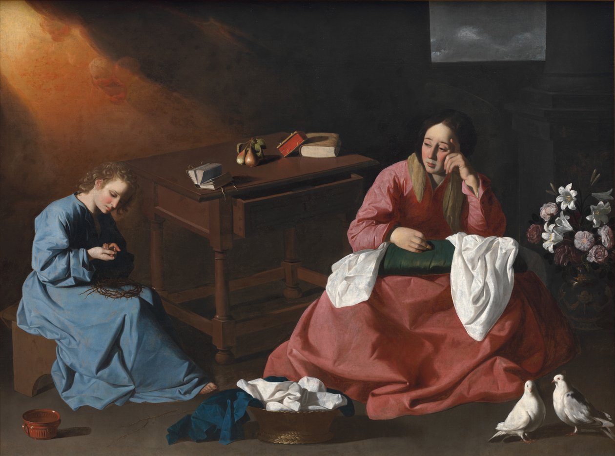 Cristo e a Virgem na casa de Nazaré, c. 1640 de Francisco de Zurbaran