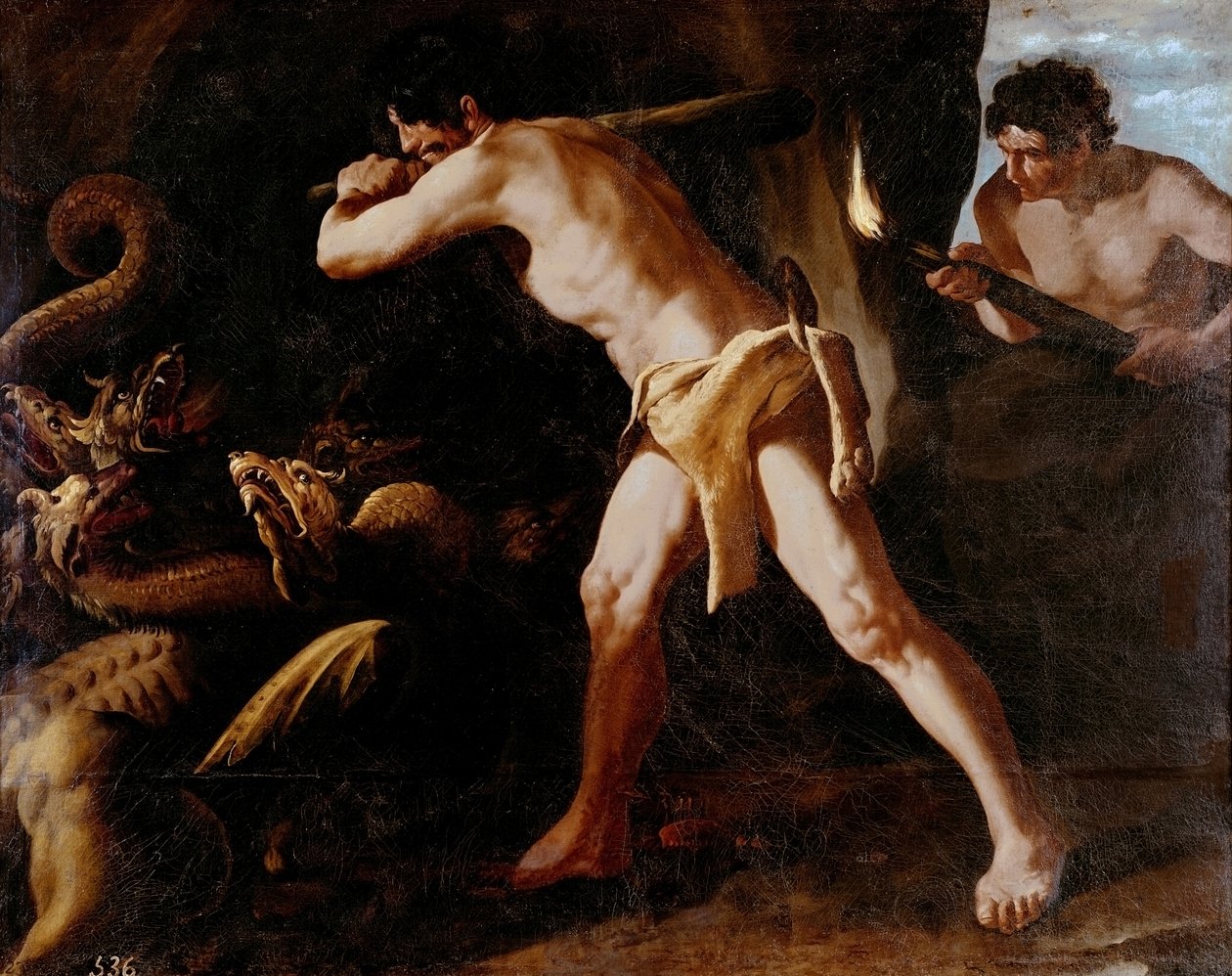 Fáticas de Hércules para o Buen Retiro: morte da Idra de Lerna de Francisco de Zurbaran