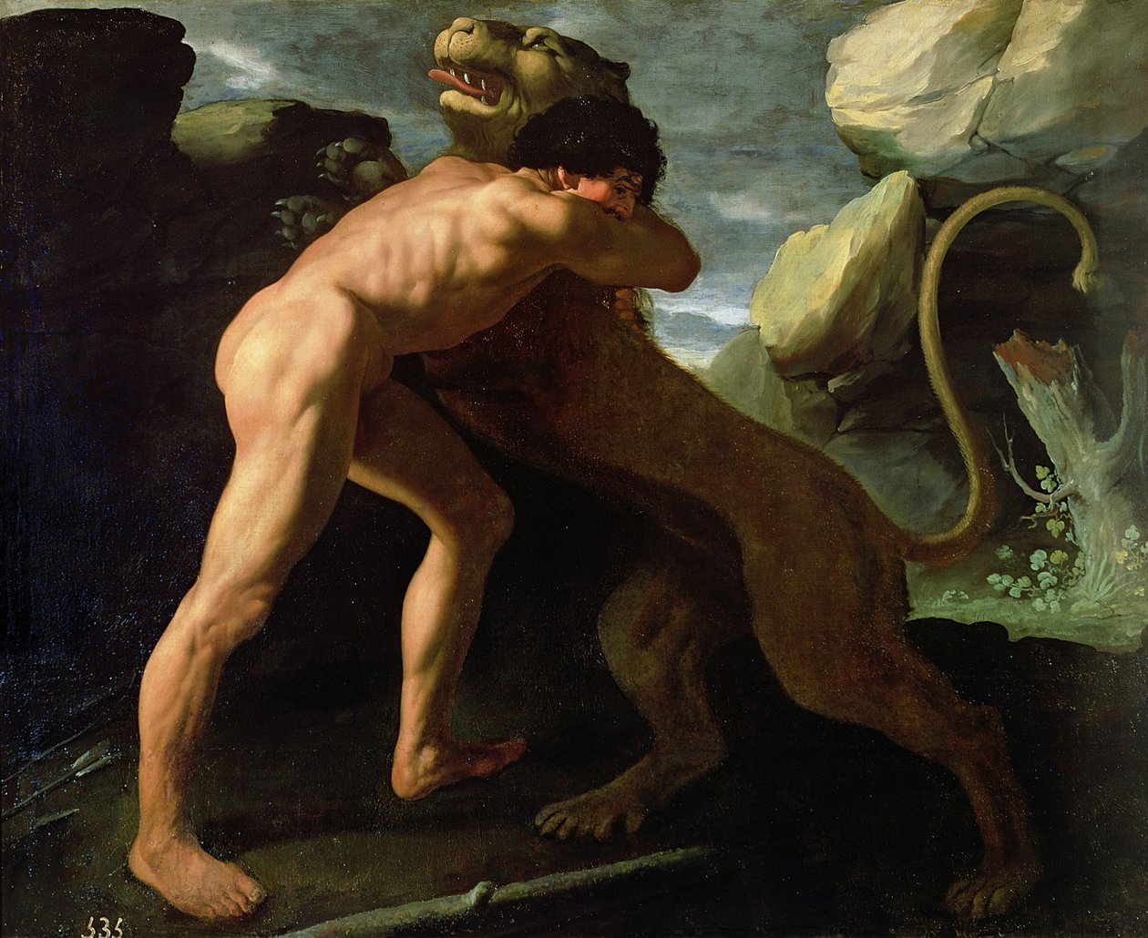 Hércules lutando com o leão de Nemean de Francisco de Zurbaran